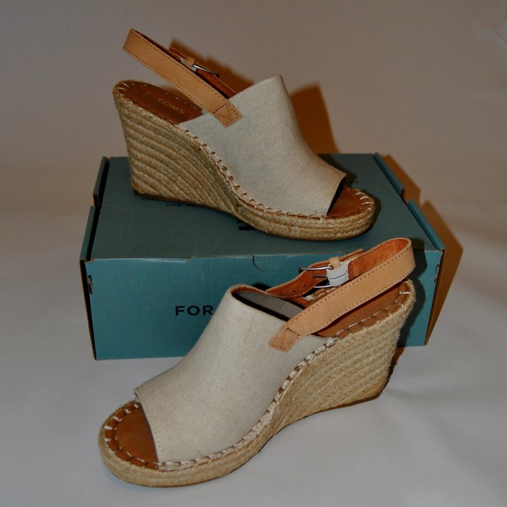 TOMS Womens Monica Natural Oxford Wedge Size 8.5
